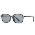 Modern retro square double-bridge sunglasses with light grey transparent frames and lenses - Gray