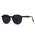 Gafas de sol redondas clásicas con acabado negro brillante y remaches plateados - Negro (C1)