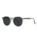 Modern round sunglasses with translucent gray frames and dark black lenses for unisex - Light Green (C2)