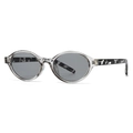 Classic oval polarized sunglasses featuring a transparent grey frame with marble temples - Transparent Gray