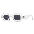 Trendy transparent thick square frame sunglasses with dark lenses for men and women - Transparent Frame Black Grey Lens