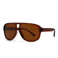 Classic aviator style sunglasses with brown square frame and matching tinted lenses - Tea Frame Tea Lens