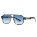 Classic pilot square sunglasses with grey transparent frame and blue gradient lenses - Grey Frame Blue Lens