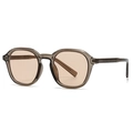 Retro taupe translucent sunglasses with light brown lenses and textured temples - Light Tea Frame Light Tea Lens (C5)