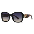 Modern square sunglasses with black frame, gradient lenses and tortoiseshell temples - Black Frame Grey Yellow Gradient Lens