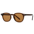 Lunettes de soleil ovales rétro en ambre écaille avec verres bruns et rivets argentés - Monture Thé Verre Thé (C4)