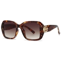 Retro square oversized tortoiseshell sunglasses with gold B letter detail on the temple - Tortoise Frame Tea Lens