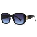 Square oversized sunglasses with black frame, gradient lenses and gold B logo detail - Black Frame Grey Blue