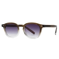 Retro sunglasses with gradient brown frames and purple lenses featuring metal rivets - Tea-Gradient Frame Double Gray Lens (C5)