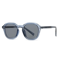 Retro acrylic sunglasses in transparent blue-grey with textured woven temples - Blue Frame Gray Lens (C7)