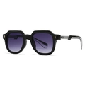 Retro polygon black square sunglasses with purple gradient lenses and gold arrow studs - Black Frame Purple Gradient Lens