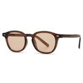Retro amber frame sunglasses with light brown lenses and silver rivet details - Tea Frame Pink Lens (C7)
