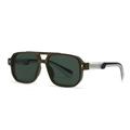 Matte olive green aviator sunglasses with gold arrow studs and dark green lenses - Tea Frame Green Lens