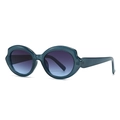 Futuristic wave edge sunglasses with dark teal frames and purple gradient lenses - Blue Frame Blue Grey Gradient Lens