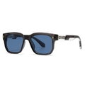 Occhiali da sole retrò quadrati grigi con lenti blu e rivetti a freccia dorati - Montatura Grigia Lente Blu (C6)
