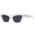 Lunettes de soleil œil-de-chat modernes avec monture transparente et détails ornés - Gris Transparent (C2)