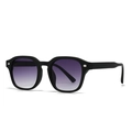 Modern square aviator sunglasses in matte black frame with purple gradient lenses - Black Frame Double Grey Lens (C6)