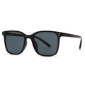 Modern retro square sunglasses with dark brown frames and grey lenses for street style - Tea Frame Grey