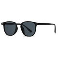 Lunettes de soleil vintage à monture ronde noire avec rivets décoratifs argentés - Noir Sablé / Gris Noir