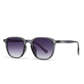 Moderne quadratische Sonnenbrille mit transparentem grauem Rahmen und lila Verlaufsgläsern - C6 Grauer Rahmen Doppelgrau Farbverlauf