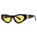 Lunettes de soleil carrées de luxe avec monture noire, verres jaunes et détail H doré - Monture Noire Verres Jaunes