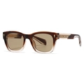 Retro tortoise gradient sunglasses with etched temples and golden diamond rivets - Tea Frame Light Tea Lens