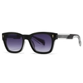 Retro sunglasses with black acetate frames, purple gradient lenses and gold arrow details - Black Frame Double Gray Lens