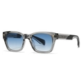 Trendy grey translucent sunglasses with blue gradient lenses and carved temples - Gray Frame Light Blue Lens