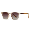 Lunettes de soleil rondes modernes avec monture champagne et branches en écailles - Champagne/Bleu Thé