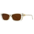 Vintage cat-eye square sunglasses with translucent champagne frames and dark brown lenses - Champagne Frame/Brown Lens