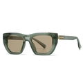 Modern square matte dark green sunglasses with brown lenses and gold metal hinges - Green Frame / Tea Lens (C4)
