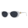 Gafas de sol ovaladas blancas con lentes gris oscuro y detalles metálicos dorados - C2 Montura Blanca Lente Gris Negro