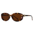 Gafas de sol ovaladas retro con montura de carey y detalles dorados en forma de G en patillas - C4 Montura Leopardo Lente Té