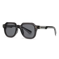 Translucent dark grey square sunglasses with golden arrow metal rivets on frames - Smoky Gray Transparent Frame Gray Lens
