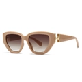 Square cat-eye sunglasses in nude frame with brown gradient lenses and gold H-hinge - Pink Frame Tea Lens