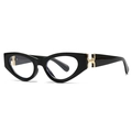 Lunettes de soleil œil de chat noir brillant avec détail métallique H doré - Monture Noire Verres Transparents