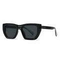 Classic retro black square frame sunglasses with dark lenses for a bold fashion statement - Black Gunmetal Frame / Grey Lens (C2)