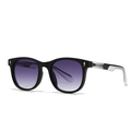 Occhiali da sole retrò con lenti sfumate viola e stanghette bicolore dal design moderno - Montatura Nera Lente Sfumata Doppio Grigio