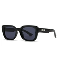 Classic black rectangular sunglasses with silver arrow detail on the temples - Black Grey Hawksbill Temple