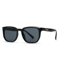 Classic black square frame sunglasses with silver metal accents and dark grey lenses - Black Frame Black Grey Lens (C1)