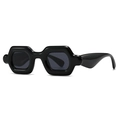 Chic black rectangular chunky sunglasses with bold frames for a retro fashion look - Black Frame Black Grey Lens