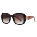 Square black sunglasses with brown gradient lenses and gold B-shaped metal hinges - Black Frame Tea Lens Pink Leg