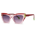 Occhiali da sole cat-eye moderni con montatura rosa trasparente e lenti viola sfumate - Montatura Rosa Trasparente Sfumatura Grigio Rosa