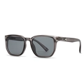 Square translucent taupe sunglasses with dark grey lenses and silver arrow detail - Grey Frame Grey Lens (C5)