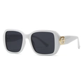 Chic white square sunglasses with a gold metal B logo on the temples and dark lenses - White Frame Grey Lens