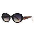 Futuristic black polygon sunglasses with tortoiseshell temples and gradient lenses - Black Frame Purple Yellow Gradient Hawksbill Temple