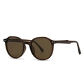 Gafas de sol redondas clásicas con montura marrón mate y lentes marrón oscuro con remaches - Té Oscuro (C3)