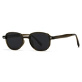 Retro round sunglasses with olive green frames and silver rivets in a 45-degree side view - Olive Green (C5)