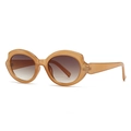 Futuristic wave-shaped amber sunglasses with thick frames and brown gradient lenses - Ginger Frame Tea Gradient Lens