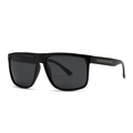Lunettes de soleil polarisées carrées noires avec détails élégants en métal argenté - C1 Monture Noire Noir Gris